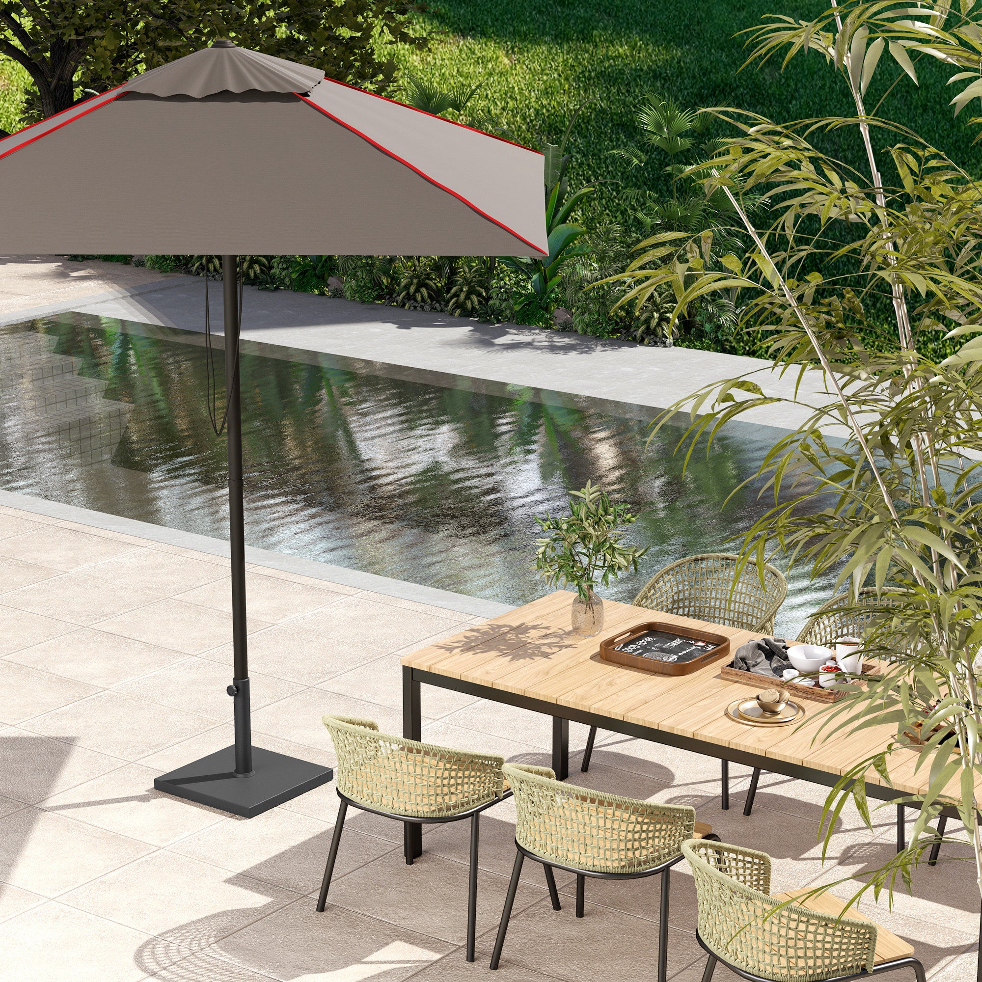 14.5 kg Square Umbrella Base with Crank, in HDPE and Cement, 44x44x30 cm, Black