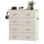 8-Drawer Folding Chest of Drawers with 4 Pockets and 2 Hooks, Made of Wood, Steel and Fabric, 86x30x94.5 cm