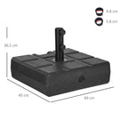 Outsunny 3.5m Garden Umbrella Base with Handles, HDPE and Steel, 49x49x36.5cm, Black
