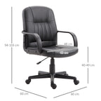 Ergonomic Swivel Office Chair, Height-Adjustable Faux Leather Office Chair, 60x60x94-103cm, Black