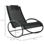 Zero Gravity Garden Lounger, Rocking Chair with Cushion and Breathable Fabric, 105x62x88cm, Black