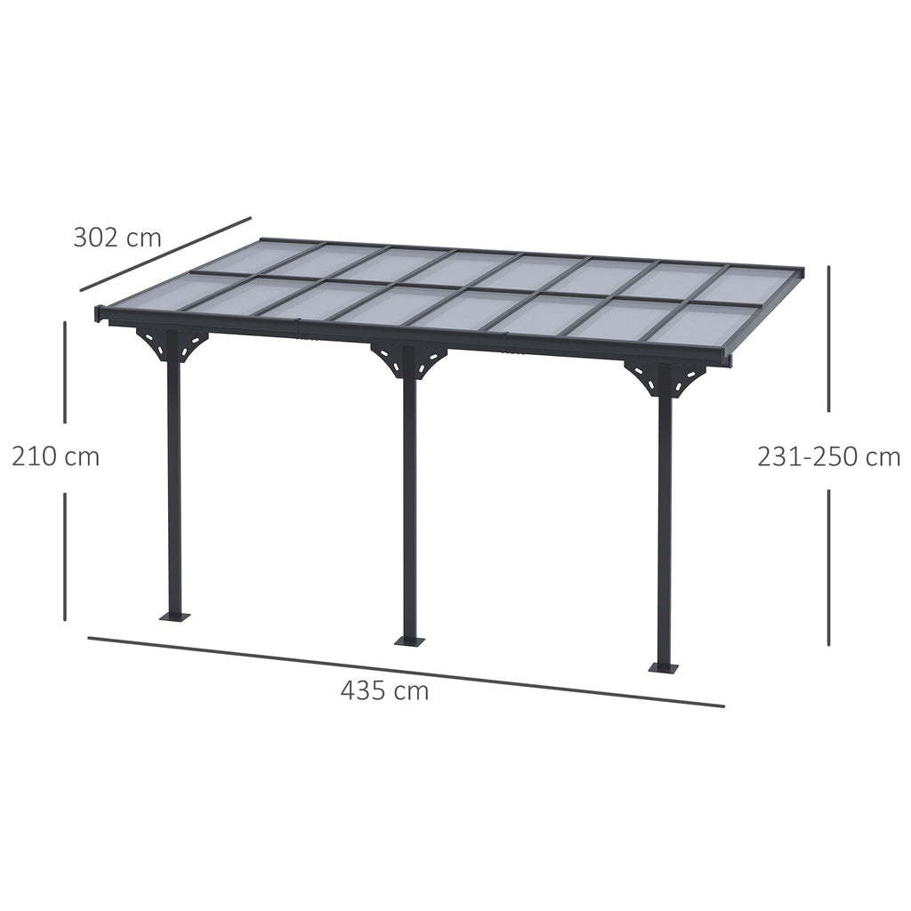 Outsunny 4.4x3m Adjustable Garden Pergola in Polycarbonate and Aluminum, Grey
