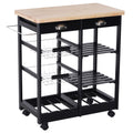 Kitchen trolley with drawers and wine bottle holder in wood and black - Borgè
