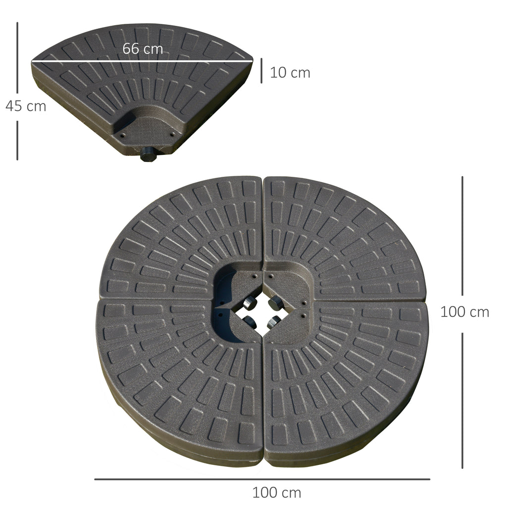 Decentralized Garden Umbrella Stand with Cross Base, Set of 4 HDPE Tiles 66x45x10cm