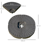Decentralized Garden Umbrella Stand with Cross Base, Set of 4 HDPE Tiles 66x45x10cm