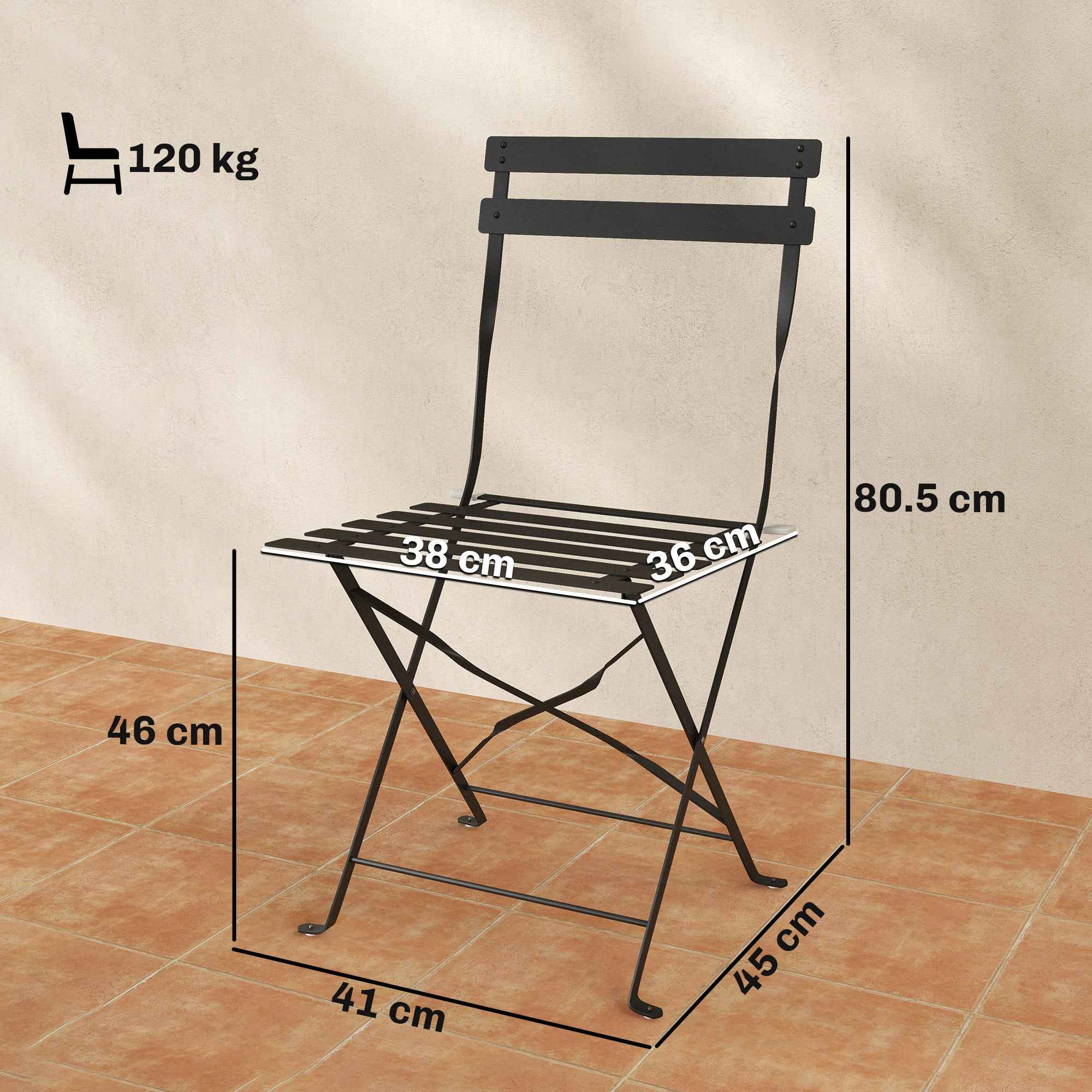 Outsunny Set of 2 Folding Garden Chairs with Slatted Seat