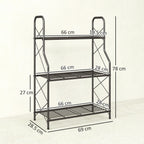 Outsunny 3-Tier Indoor/Outdoor Metal Plant Stand, 69 x 28.5 x 78 cm, Black