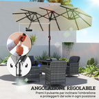 Outsunny Double Umbrella with LED Lights and Crank Handle, in Polyester and Steel, 2.92 x 1.5 x 2.2 m, Beige