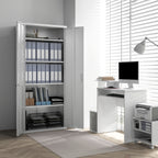Office Cabinet with 4 Adjustable Shelves, Steel, 80x40x180 cm, White