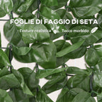 Outsunny Rollable and Waterproof Artificial Hedge, in Silk and PE, 300x100 cm, Dark Green