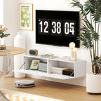 Wall Mounted TV Cabinet for 45"-55"-65" TVs with 2 Cabinets and Drop-Door, 140x33x29.8 cm, White