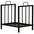 Indoor and Outdoor Metal Log Holder with 2 Handles and Raised Base, 39x32.5x46cm, Black