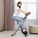 8-Level Magnetic Folding Exercise Bike with LCD Display, Wheels and Adjustable Seat, Grey and Black