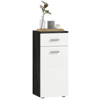 Bathroom Cabinet with Drawer and Wooden Cabinet, 35x30x77.5cm, Black and White