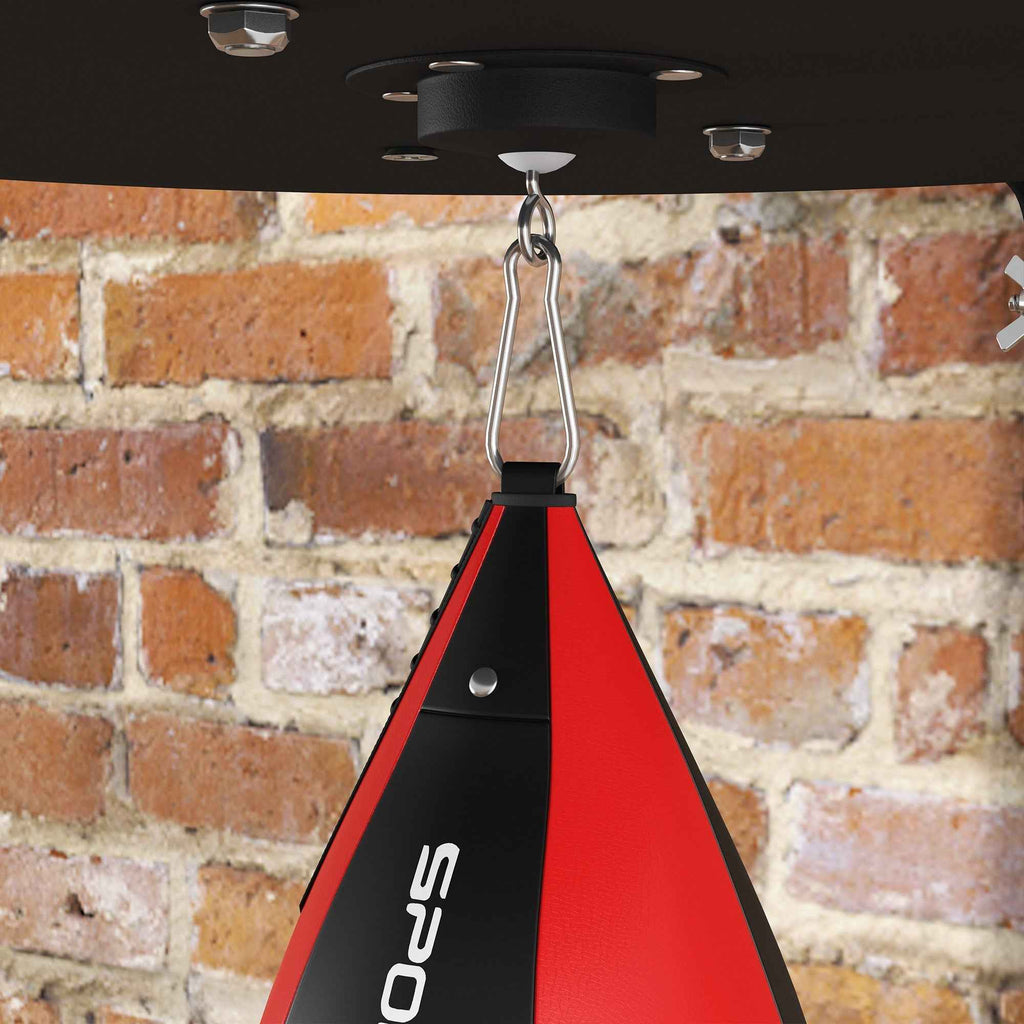 SPORTNOW Wall-Mounted Punching Ball with 360° Rotating Speed Bag and 7 Height Adjustable Heights, Black and Red