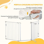 Self-Closing Dog Gate with Locking System, Metal and Plastic, 180x74.5 cm, White