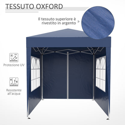 Outsunny folding gazebo pop up 2x2 m with 4 walls removable in polyester and steel, blue - Borgè