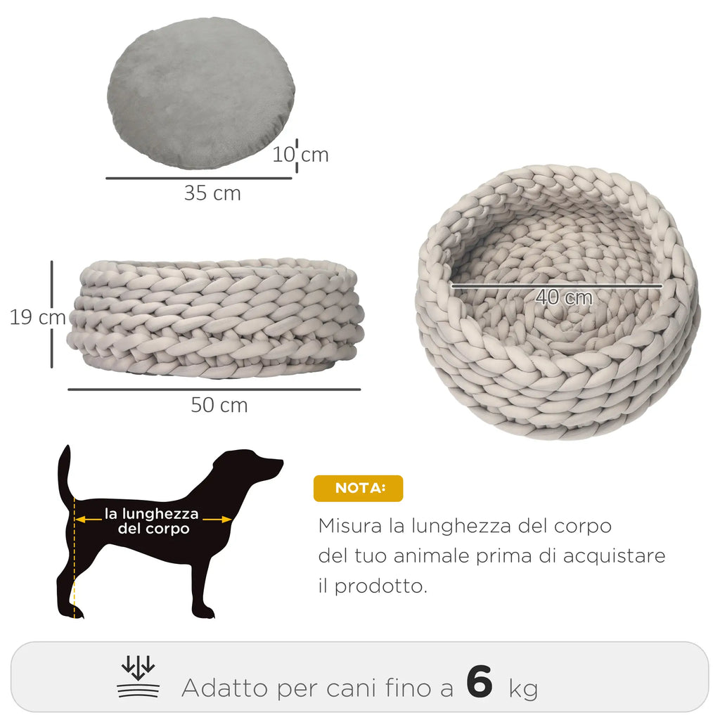COZZY | Round Raised Washable Dog and Cat Bed in PP Cotton, Padded Cushion, Φ50x19cm, Grey - Borge' Group Limited