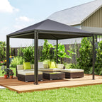 Extendable Garden Gazebo with Wheels and UPF30+ Polyester Cover, 3x3 m/3x5.6 m, Grey