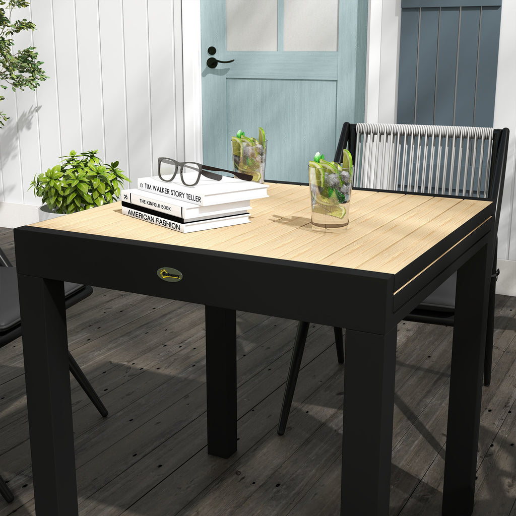 Outsunny Extendable Garden Table for 4-6 People with Slatted Top, Aluminum, 81/162x80x75 cm, Yellow