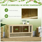 Wooden Reptile Terrarium with Sliding Glass Doors and Mesh Panels, 40x80x40 cm