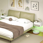 HOMCOM Set of 2 Wall-Mounted Bedside Tables with Built-in RGB LED Lights and APP Control, Drawer and Shelf, 37x32x21 cm, White