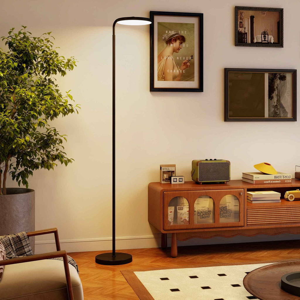 HOMCOM LED Floor Lamp with 350° Swivel Head and Magnetic Remote Control, Continuously Dimmable 3000K-6500K, Black