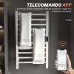 Smart 10-Bar Electric Towel Warmer with Timer and LCD Display, Stainless Steel, 45x11x80 cm, White