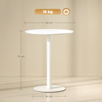 Round Kitchen Table for 2 People with a Modern Design in Steel, Ø60x72 cm, White