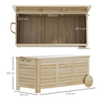Outdoor Trunk 185L with 2 Wheels with Inner Tarpaulin and Lid, in Fir Wood, 110x50x50 cm, Wood Color