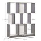 8-Tier Bookcase for Living Room and Bedroom, Wooden, 100x24x124 cm, Charcoal Grey