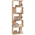 Wooden Bookcase Cabinet with 5 Shelves with Divider, 60x24x184.5 cm, Wood Color