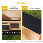 PawHut Outdoor Wooden Rabbit Hutch with Asphalt Roof, House, Trays and Feeder, 112x50x54 cm, Yellow