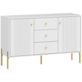 HOMCOM Modern Sideboard, Coffee Bar Cabinet with 3 Silent Drawers, 2 Adjustable Shelves, 5 Steel Legs, White