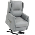 HOMCOM Dual-Motor Lift Recliner Chair in Faux Leather, Light Grey