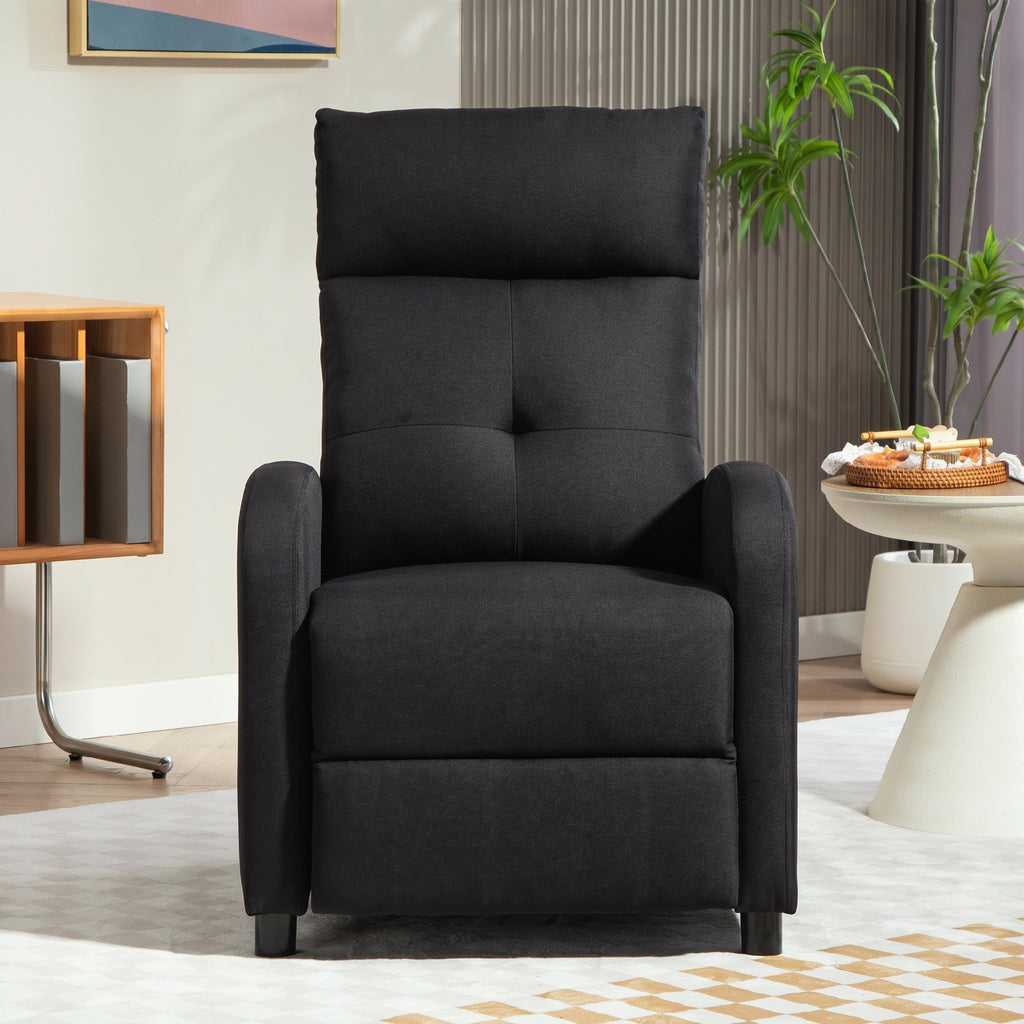 HOMCOM 155° Max Reclining Chair in Grey Linen Effect Fabric with Footrest, 67x87x98 cm, Black