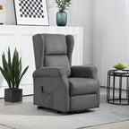 Reclining Chair Lift with Remote Control, in Linen Effect Fabric, 74x94x111 cm, Dark Grey