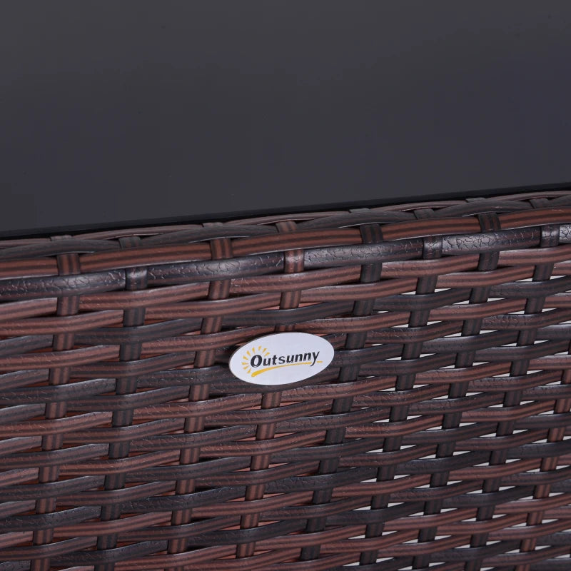 2-Piece Space-Saving Rattan Garden Furniture Set with 1 Table and 2 Chairs with Cushions, Brown and Beige - Borge' Group Limited