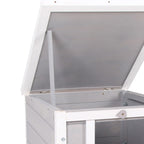 Outdoor Wooden Rabbit Cage with Asphalt Roof and Non-Slip Ramp, 42x51x43cm, Grey - Borge' Group Limited