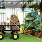 Steel Garden Cart with 200kg Capacity and Removable Side Walls, 104x54x51 cm, Black and Yellow