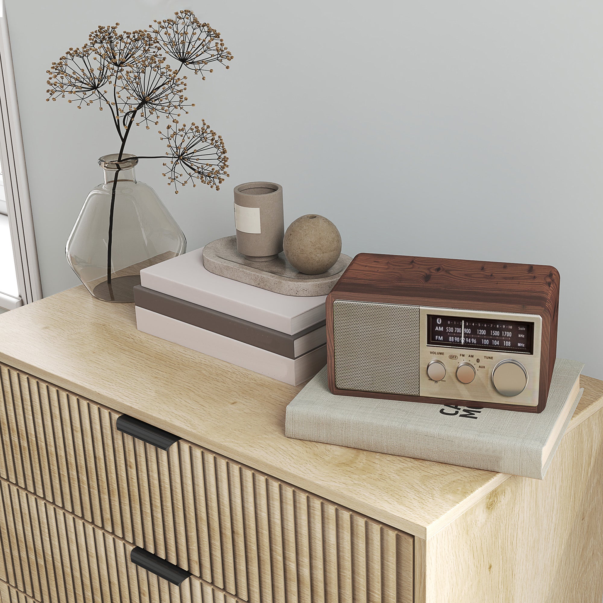 3 Drawer Wooden Chest of Drawers for Bedroom and Entrance Nordic Style, 80x40x77.5 cm, Oak