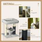 Cat Tree with Cat Bed, Platform, Brush and Sisal Pole, 40x40x48 cm, Grey