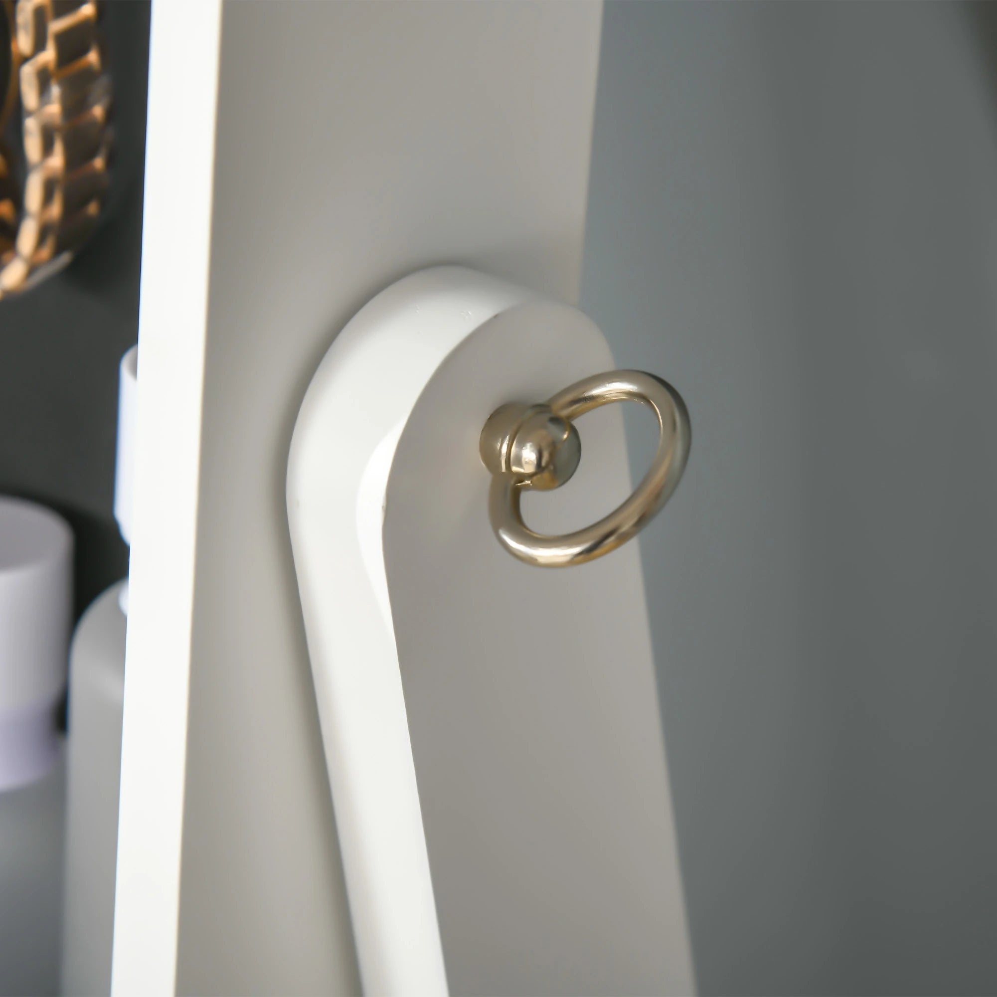 Freestanding Jewelry Mirror with LED Light, Adjustable Tilt and Lock, 46x36.5x151.5cm