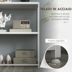 Console Table for Entrance Hall with Open Shelf, in Steel and Chipboard, 100x30x87 cm, White - Borgè