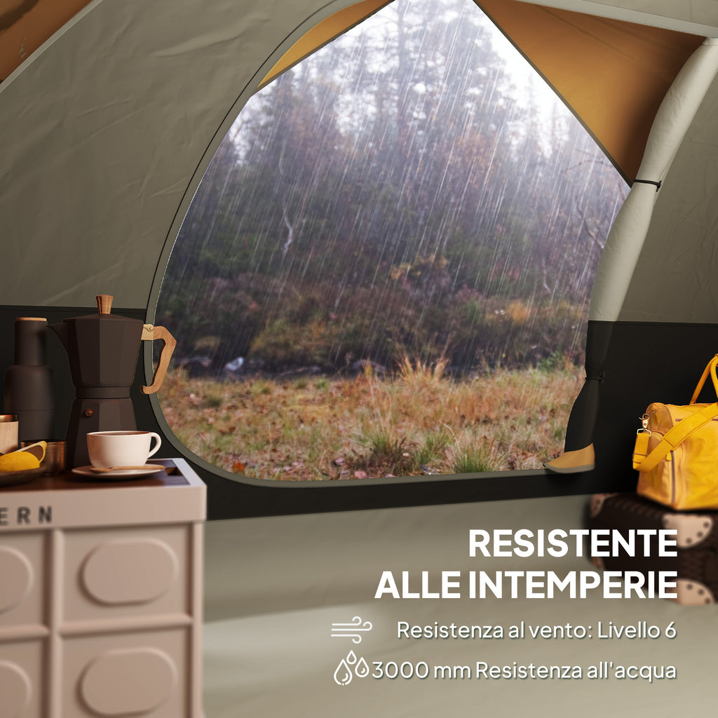 Waterproof 3-Person Camping Tent with Pockets, Lantern Hook and Carry Bag, Orange