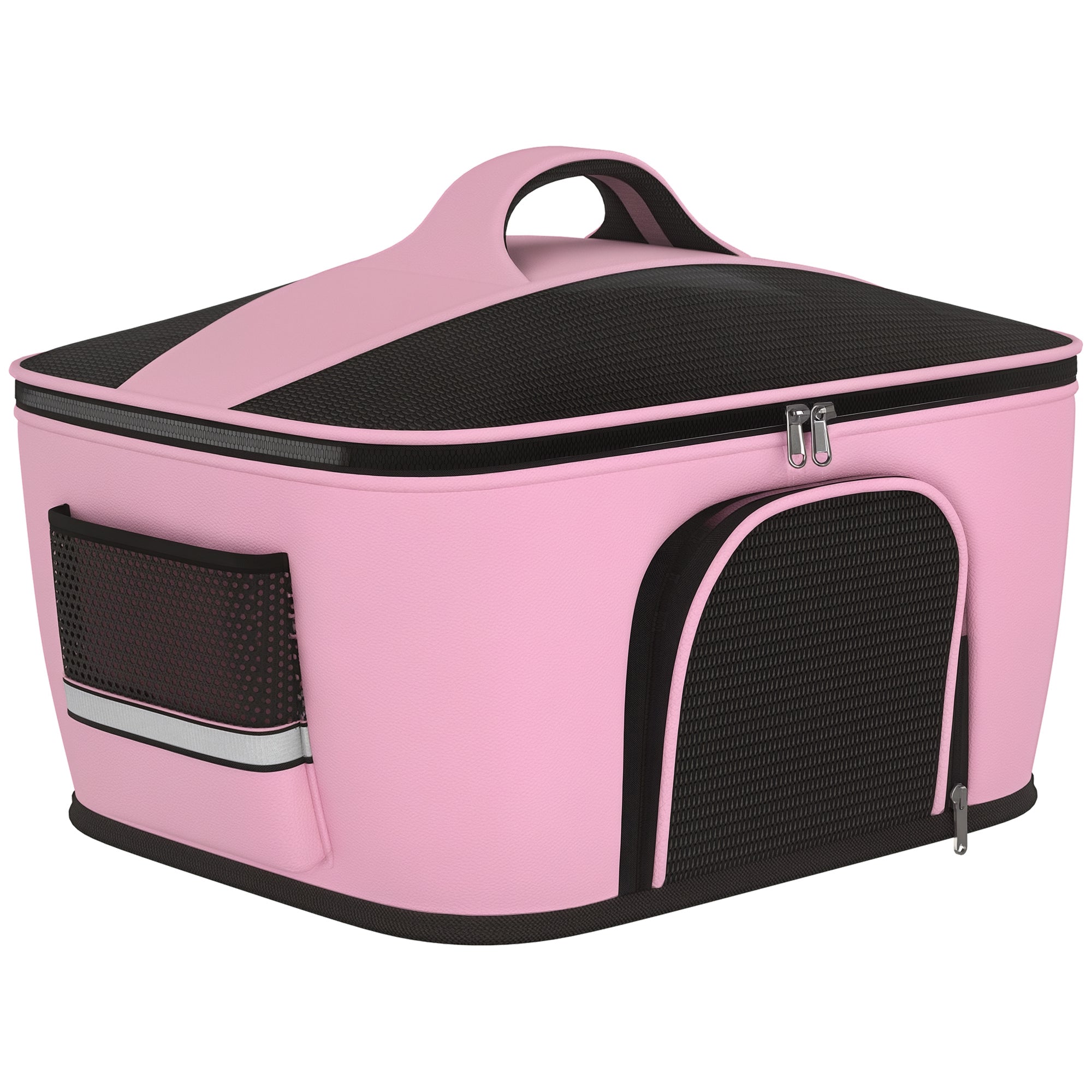 Pet Carrier Bag for Dogs and Cats with 2 Zippered Doors, 50x35x36cm, Pink