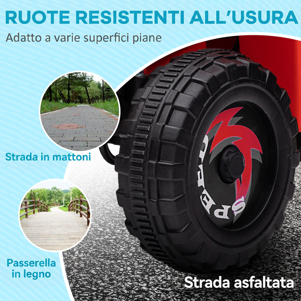 HOMCOM Electric Quad Bike for Kids with Trailer, Pedal, Forward and Reverse Gears, 2.5 km/h, for 18-36 Months, Red