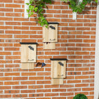 Set of 3 Outdoor Fir Wood Bat Houses, 25x6x37.5 cm, Natural Wood