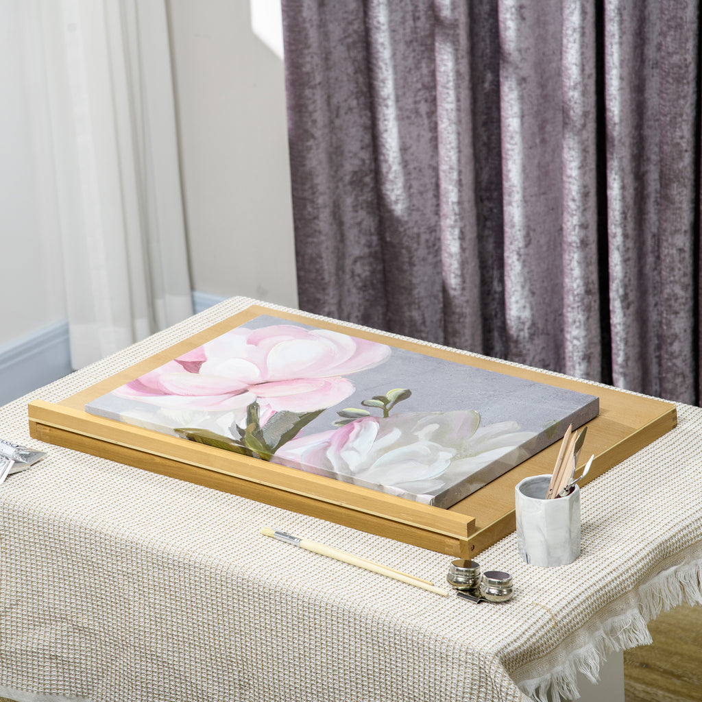 Vinsetto A2 Wooden Tabletop Easel, Adjustable Drawing Board, Portable Desk Station for Artists and Creatives