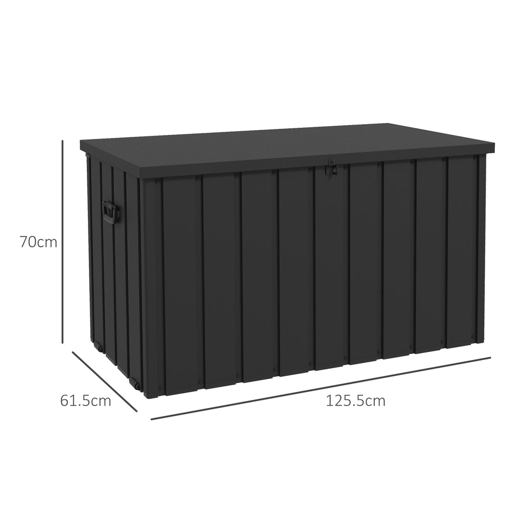 Outsunny 450L container bench with 2 wheel and handles, in steel and pp, 125.5x61.5x70 cm, dark gray - Borgè